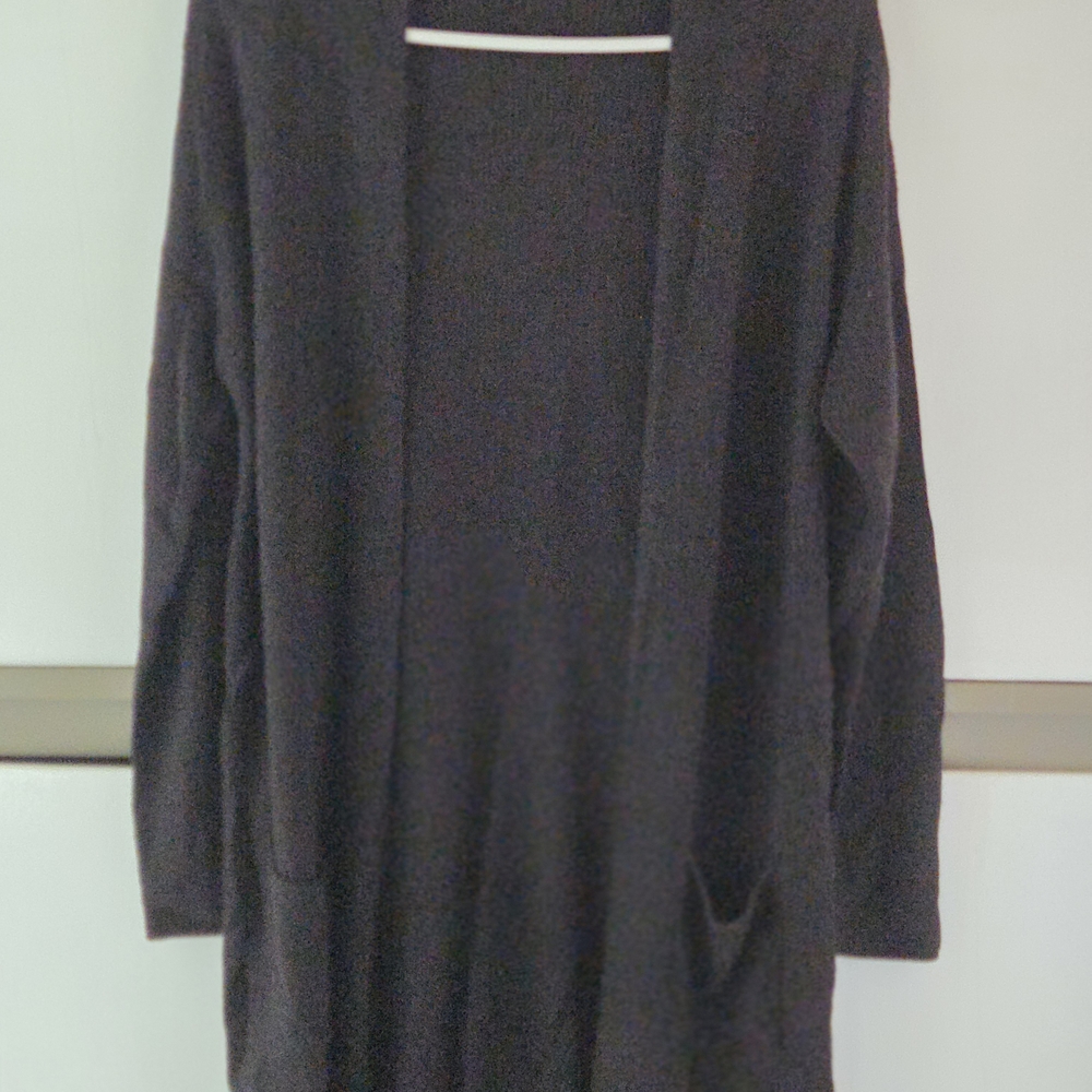 T Tahari Charcoal Open Front Cardigan